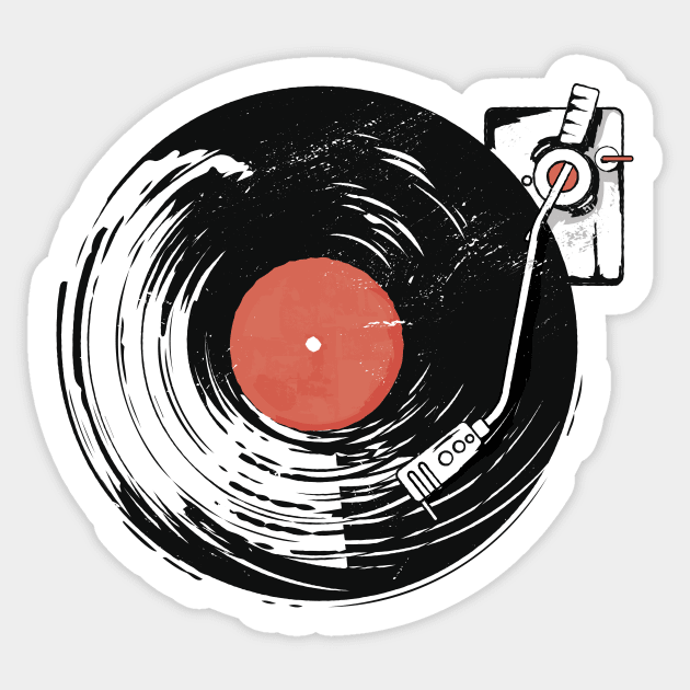 Vintage Record Player Illustration // Vinyl Lover Gift Sticker by SLAG_Creative